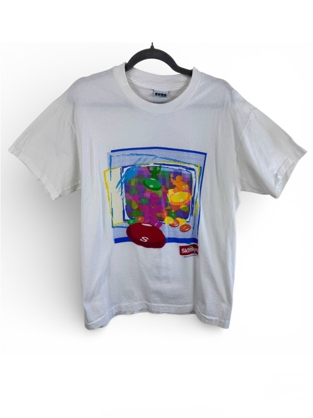Vintage 1994 Skittles Taste The Rainbow Curk Single Stitch T Shirt Men Large USA